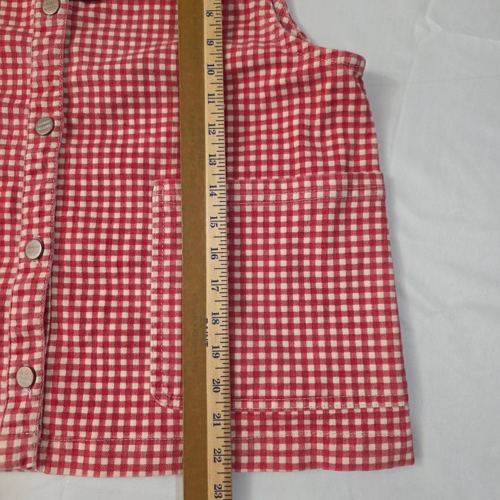 Damson Madder Mari Gilet 14 Red Gingham Ruffle Organic Cotton Button Front NWT - Picture 10 of 11